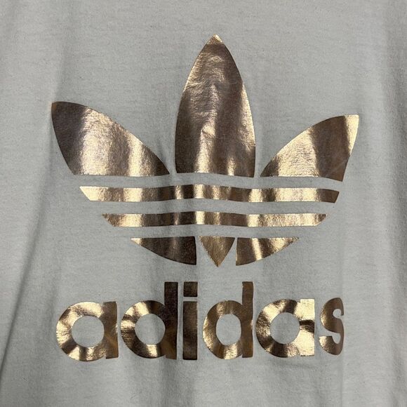 Adidas Crew Neck Short Sleeve Logo Tee Shirt White & Rose Gold Small - Picture 4 of 5